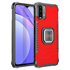 Funda Bumper Silicona y Plastico Mate Carcasa con Magnetico Anillo de dedo Soporte ZJ2 para Xiaomi Redmi 9 Power Rojo