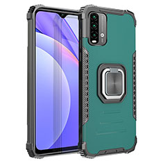 Funda Bumper Silicona y Plastico Mate Carcasa con Magnetico Anillo de dedo Soporte ZJ2 para Xiaomi Redmi 9 Power Verde