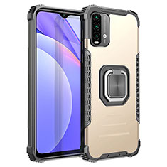 Funda Bumper Silicona y Plastico Mate Carcasa con Magnetico Anillo de dedo Soporte ZJ2 para Xiaomi Redmi 9T 4G Oro