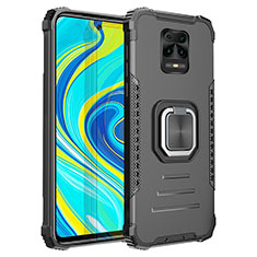 Funda Bumper Silicona y Plastico Mate Carcasa con Magnetico Anillo de dedo Soporte ZJ2 para Xiaomi Redmi Note 9 Pro Max Negro