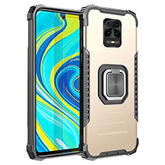 Funda Bumper Silicona y Plastico Mate Carcasa con Magnetico Anillo de dedo Soporte ZJ2 para Xiaomi Redmi Note 9 Pro Max Oro