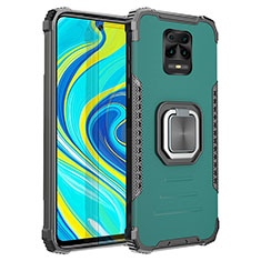 Funda Bumper Silicona y Plastico Mate Carcasa con Magnetico Anillo de dedo Soporte ZJ2 para Xiaomi Redmi Note 9 Pro Verde