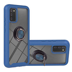 Funda Bumper Silicona y Plastico Mate Carcasa con Magnetico Anillo de dedo Soporte ZJ5 para Samsung Galaxy A02s Azul