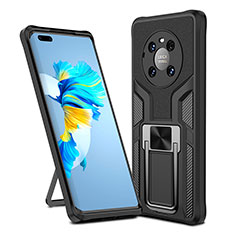 Funda Bumper Silicona y Plastico Mate Carcasa con Magnetico Anillo de dedo Soporte ZL1 para Huawei Mate 40 Pro Negro