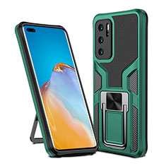 Funda Bumper Silicona y Plastico Mate Carcasa con Magnetico Anillo de dedo Soporte ZL1 para Huawei P40 Verde