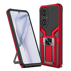 Funda Bumper Silicona y Plastico Mate Carcasa con Magnetico Anillo de dedo Soporte ZL1 para Huawei P50 Rojo