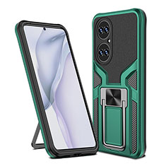 Funda Bumper Silicona y Plastico Mate Carcasa con Magnetico Anillo de dedo Soporte ZL1 para Huawei P50 Verde