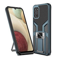 Funda Bumper Silicona y Plastico Mate Carcasa con Magnetico Anillo de dedo Soporte ZL1 para Samsung Galaxy A02s Cian