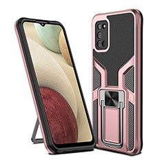 Funda Bumper Silicona y Plastico Mate Carcasa con Magnetico Anillo de dedo Soporte ZL1 para Samsung Galaxy A03s Oro Rosa