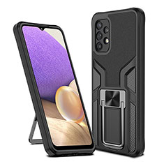 Funda Bumper Silicona y Plastico Mate Carcasa con Magnetico Anillo de dedo Soporte ZL1 para Samsung Galaxy A32 4G Negro