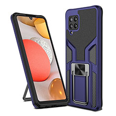 Funda Bumper Silicona y Plastico Mate Carcasa con Magnetico Anillo de dedo Soporte ZL1 para Samsung Galaxy A42 5G Azul