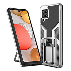 Funda Bumper Silicona y Plastico Mate Carcasa con Magnetico Anillo de dedo Soporte ZL1 para Samsung Galaxy A42 5G Plata