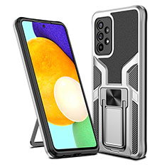 Funda Bumper Silicona y Plastico Mate Carcasa con Magnetico Anillo de dedo Soporte ZL1 para Samsung Galaxy A52 5G Plata