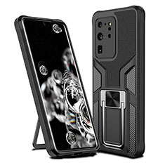 Funda Bumper Silicona y Plastico Mate Carcasa con Magnetico Anillo de dedo Soporte ZL1 para Samsung Galaxy S20 Ultra 5G Negro