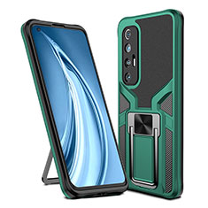 Funda Bumper Silicona y Plastico Mate Carcasa con Magnetico Anillo de dedo Soporte ZL1 para Xiaomi Mi 10S 5G Verde