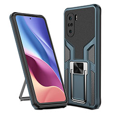 Funda Bumper Silicona y Plastico Mate Carcasa con Magnetico Anillo de dedo Soporte ZL1 para Xiaomi Mi 11i 5G Cian