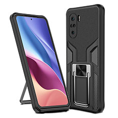 Funda Bumper Silicona y Plastico Mate Carcasa con Magnetico Anillo de dedo Soporte ZL1 para Xiaomi Mi 11X 5G Negro