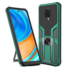 Funda Bumper Silicona y Plastico Mate Carcasa con Magnetico Anillo de dedo Soporte ZL1 para Xiaomi Poco M2 Pro Verde