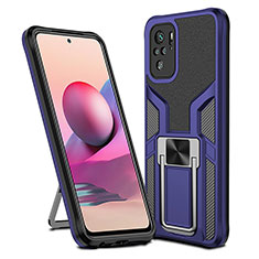 Funda Bumper Silicona y Plastico Mate Carcasa con Magnetico Anillo de dedo Soporte ZL1 para Xiaomi Poco M5S Azul