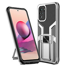 Funda Bumper Silicona y Plastico Mate Carcasa con Magnetico Anillo de dedo Soporte ZL1 para Xiaomi Poco M5S Plata