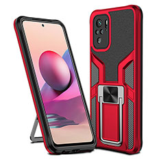 Funda Bumper Silicona y Plastico Mate Carcasa con Magnetico Anillo de dedo Soporte ZL1 para Xiaomi Poco M5S Rojo