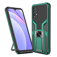 Funda Bumper Silicona y Plastico Mate Carcasa con Magnetico Anillo de dedo Soporte ZL1 para Xiaomi Redmi 9 Power Verde