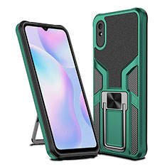 Funda Bumper Silicona y Plastico Mate Carcasa con Magnetico Anillo de dedo Soporte ZL1 para Xiaomi Redmi 9A Verde