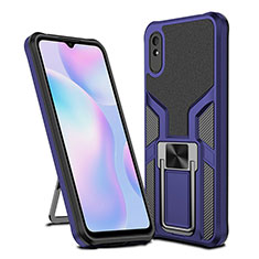 Funda Bumper Silicona y Plastico Mate Carcasa con Magnetico Anillo de dedo Soporte ZL1 para Xiaomi Redmi 9i Azul