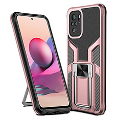 Funda Bumper Silicona y Plastico Mate Carcasa con Magnetico Anillo de dedo Soporte ZL1 para Xiaomi Redmi Note 10S 4G Oro Rosa