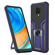 Funda Bumper Silicona y Plastico Mate Carcasa con Magnetico Anillo de dedo Soporte ZL1 para Xiaomi Redmi Note 9 Pro Max Azul