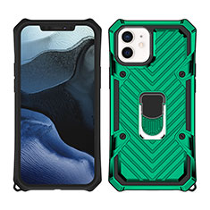 Funda Bumper Silicona y Plastico Mate Carcasa con Magnetico Soporte A01 para Apple iPhone 12 Mini Verde