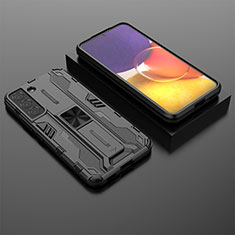 Funda Bumper Silicona y Plastico Mate Carcasa con Magnetico Soporte A01 para Samsung Galaxy S21 FE 5G Negro