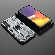 Funda Bumper Silicona y Plastico Mate Carcasa con Magnetico Soporte A01 para Samsung Galaxy S22 Plus 5G Gris
