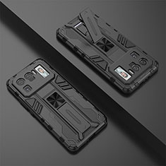 Funda Bumper Silicona y Plastico Mate Carcasa con Magnetico Soporte A01 para Xiaomi Mi 11 Ultra 5G Negro