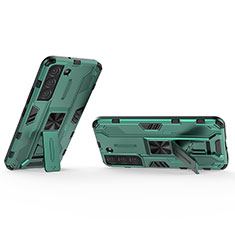 Funda Bumper Silicona y Plastico Mate Carcasa con Magnetico Soporte A02 para Samsung Galaxy S21 Plus 5G Verde