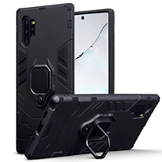 Funda Bumper Silicona y Plastico Mate Carcasa con Magnetico Soporte A03 para Samsung Galaxy Note 10 Plus 5G Negro