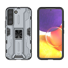 Funda Bumper Silicona y Plastico Mate Carcasa con Magnetico Soporte A03 para Samsung Galaxy S23 5G Gris