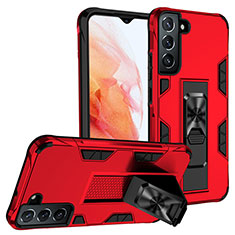 Funda Bumper Silicona y Plastico Mate Carcasa con Magnetico Soporte A04 para Samsung Galaxy S22 Plus 5G Rojo