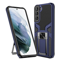 Funda Bumper Silicona y Plastico Mate Carcasa con Magnetico Soporte A05 para Samsung Galaxy S21 5G Azul