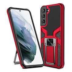 Funda Bumper Silicona y Plastico Mate Carcasa con Magnetico Soporte A05 para Samsung Galaxy S21 5G Rojo