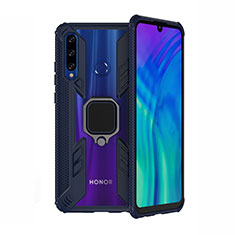 Funda Bumper Silicona y Plastico Mate Carcasa con Magnetico Soporte H02 para Huawei Honor 10i Azul