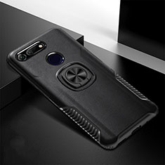 Funda Bumper Silicona y Plastico Mate Carcasa con Magnetico Soporte H02 para Huawei Honor View 20 Negro