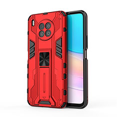 Funda Bumper Silicona y Plastico Mate Carcasa con Magnetico Soporte KC1 para Huawei Honor 50 Lite Rojo