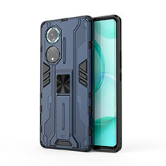 Funda Bumper Silicona y Plastico Mate Carcasa con Magnetico Soporte KC1 para Huawei Honor 50 Pro 5G Azul