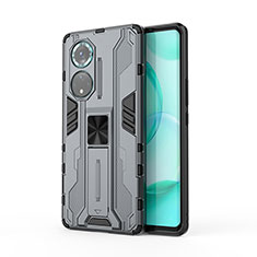 Funda Bumper Silicona y Plastico Mate Carcasa con Magnetico Soporte KC1 para Huawei Honor 50 Pro 5G Gris