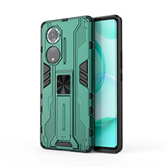 Funda Bumper Silicona y Plastico Mate Carcasa con Magnetico Soporte KC1 para Huawei Honor 50 Pro 5G Verde