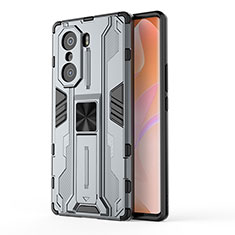 Funda Bumper Silicona y Plastico Mate Carcasa con Magnetico Soporte KC1 para Huawei Honor 60 5G Gris