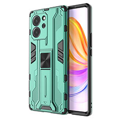 Funda Bumper Silicona y Plastico Mate Carcasa con Magnetico Soporte KC1 para Huawei Honor 80 SE 5G Verde