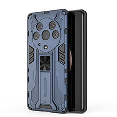 Funda Bumper Silicona y Plastico Mate Carcasa con Magnetico Soporte KC1 para Huawei Honor Magic3 Pro+ Plus 5G Azul