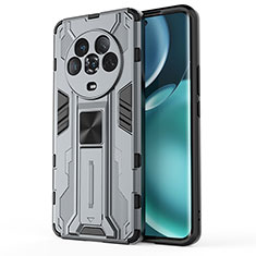 Funda Bumper Silicona y Plastico Mate Carcasa con Magnetico Soporte KC1 para Huawei Honor Magic4 5G Gris